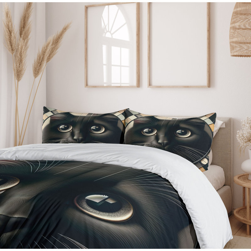 Cat Duvet Cover, California King Duvet Cover + 2 Standard Shams