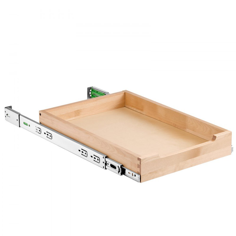 Pull Out Cabinet Organizer Soft Close Slide Out Shelf Wood Drawer 21"D, 3" H x 15" W x 21.7" D