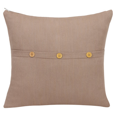 Buttons Solid Color Cotton Throw Pillow Cover