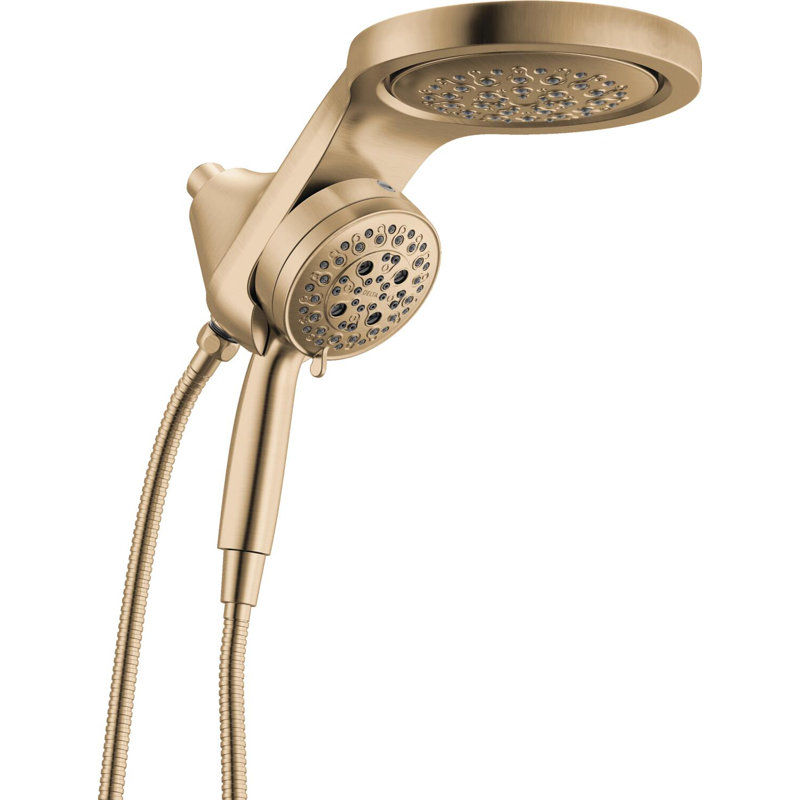 6-Setting HydroRain 2-in-1 Dual Shower Head with ProClean Spray, 1.75 GPM, Lumicoat  Champagne Bronze