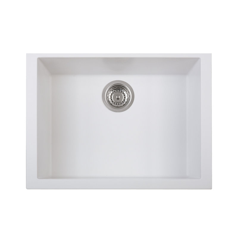 One Series 23” x 18” Single Basin Undermount Quartz Kitchen Sink, Milk White
