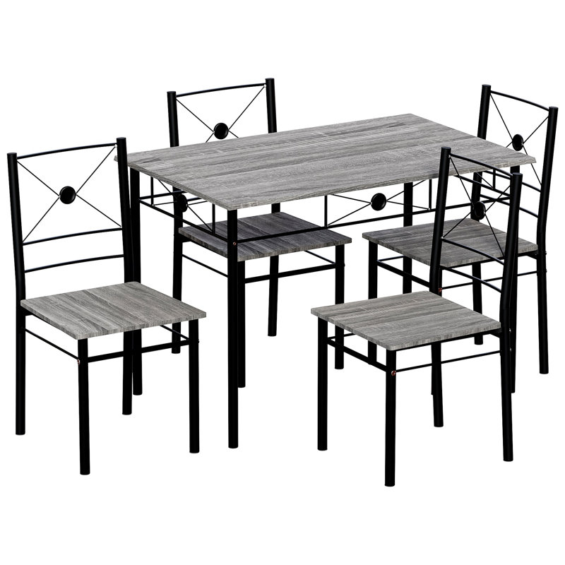 Adalat 4 - Person Dining Set, Black, Grey