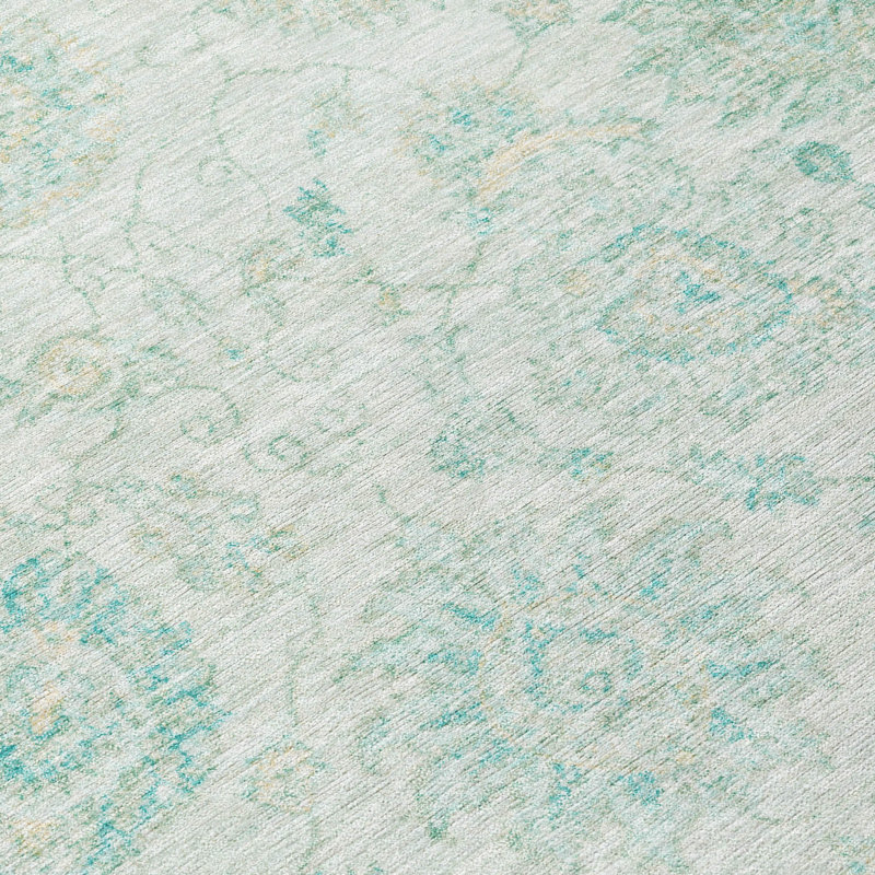 Tapis turquoise intérieur / extérieur lavable à la machine, Rectangle 9 pi x 12 pi