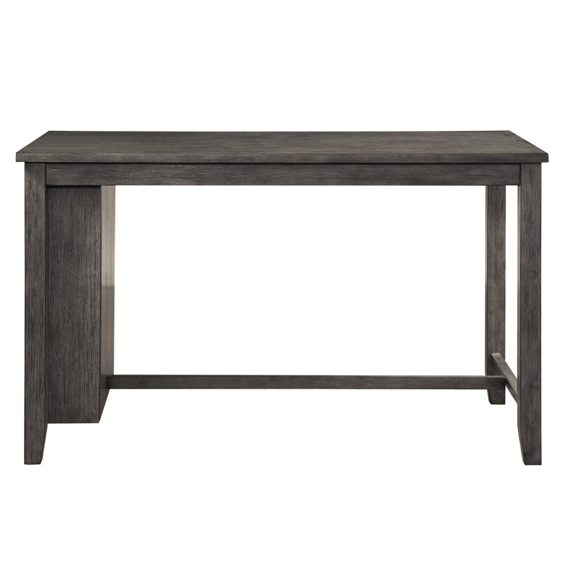 Table de salle à manger à hauteur de comptoir contemporaine gris avec tablettes - meubles en bois pour la cuisine dans une maison rectangulaire moderne
