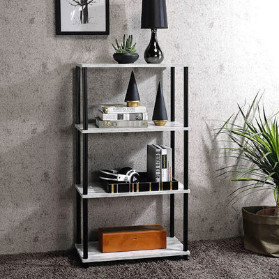 Bibliothèque à 4 tablettes en blanc antique et noir pour la décoration intérieure