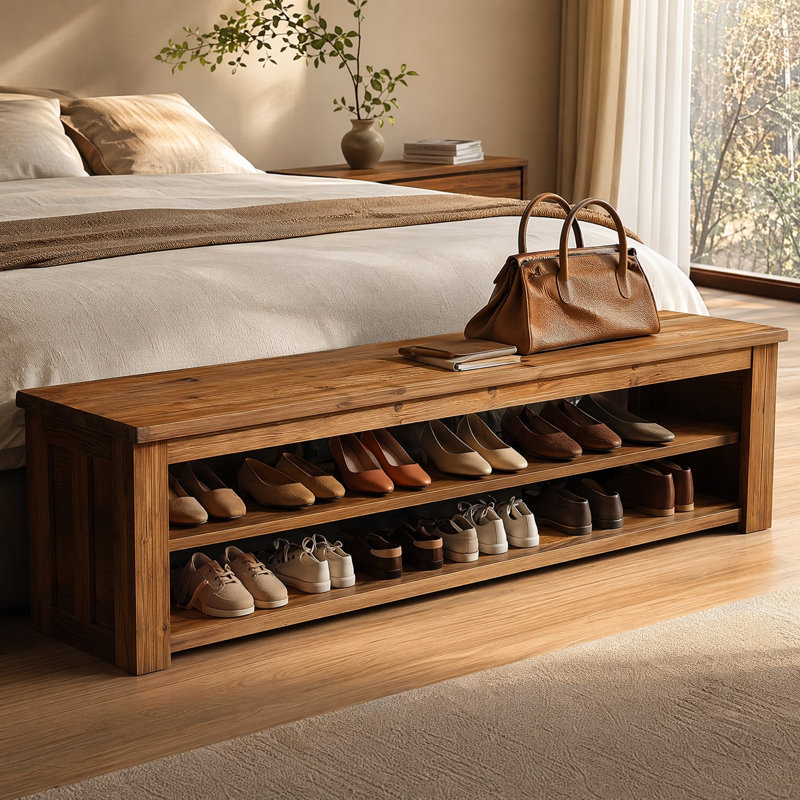 Banc en bois avec rangement pour chaussures