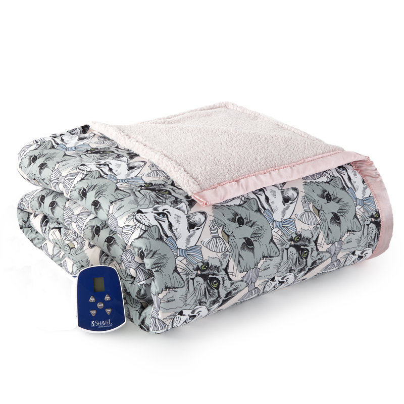 Full Size Cat Collage Reversible Sherpa Fleece Electric Blanket