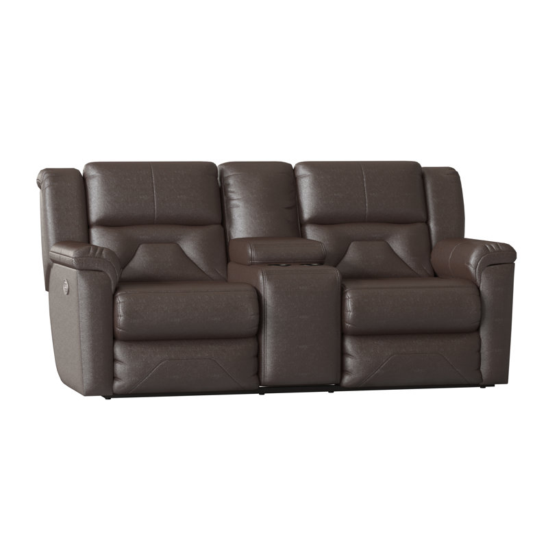 Pandora 81'' Leather Reclining Loveseat, Valentino Chocolate, Power Headrest