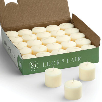 Bougies votives ivoire, paquet de 25, durée de combustion de 10 heures, sans parfum