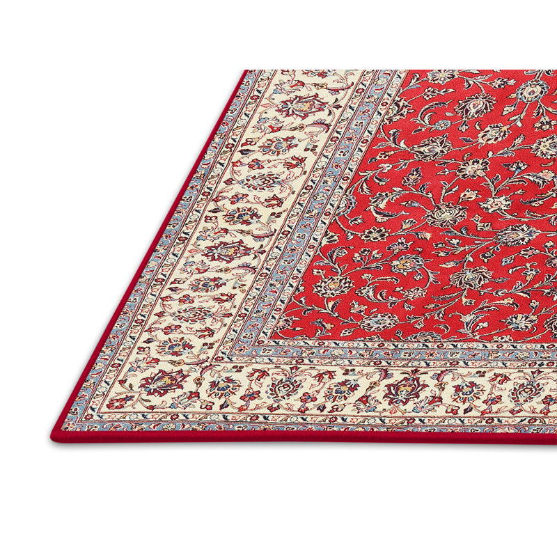 Tapis rouge/beige/gris traditionnel Kirti, Rectangle 5 pi x 7 pi