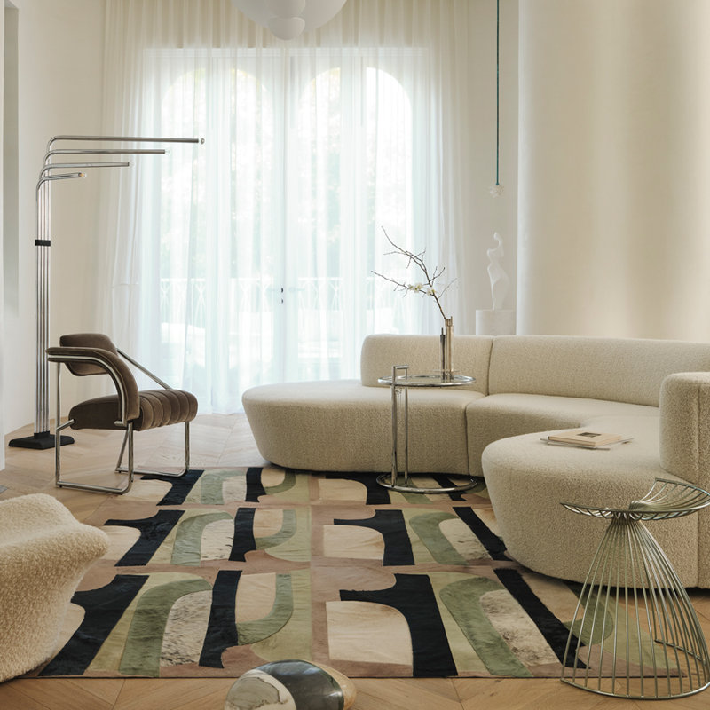 Art Hide X Greg Natale Cowhide Block Print Area Rug, Rectangle 9' x 12'