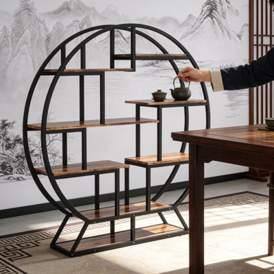 Nordic-Style Metal-Framed Bookshelf, Multi-Tiered Eco-Friendly Board Storage Rack For Home Use Floor-Standing Storage Unit For Living Rooms And Studie by 17 Stories