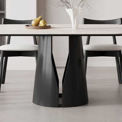 French style rectangular cave stone slab table set