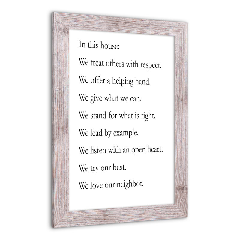 «In This House We», reproduction encadrée, H 24 po x l 16 po x P 0,75 po