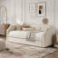Lit de jour rembourré avec couchette et finition en lin élégant-2142876015