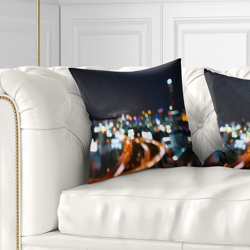 Coussin de la ville de Crépuscule, 18 po x 18 po, Coussin décoratif