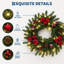 Couronne de Noël en sapin Nordmann pré-illuminée de 50 cm (20 pouces) avec boule rouge