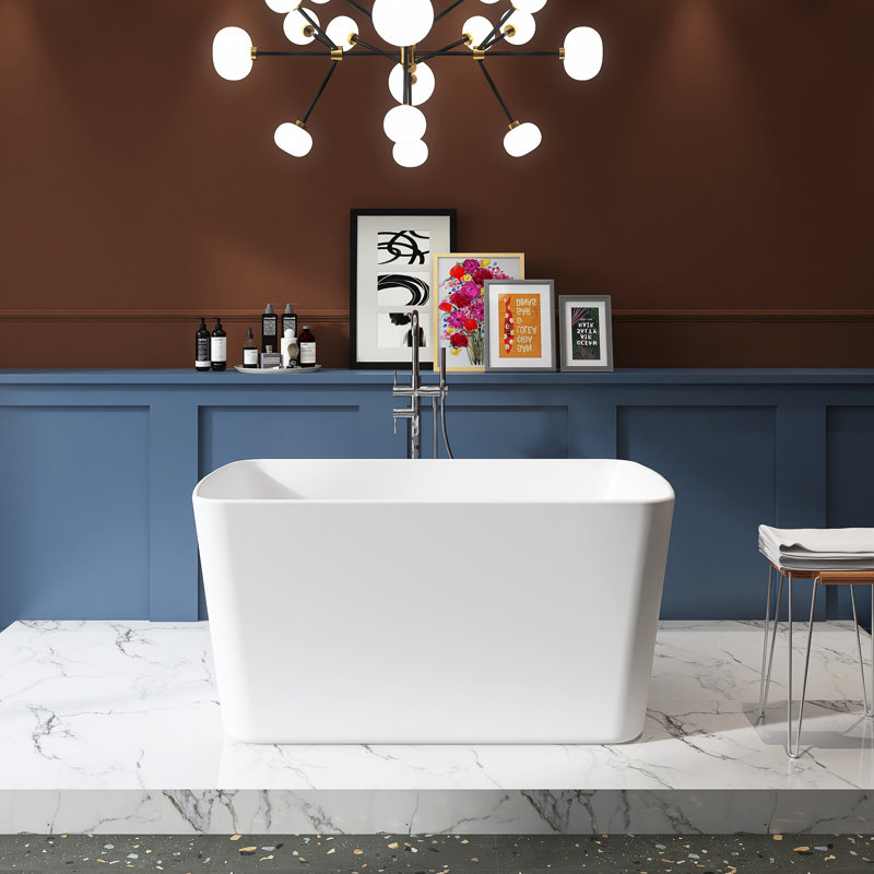 49'' Acrylic Freestanding Soaking Bathtub, Glossy White