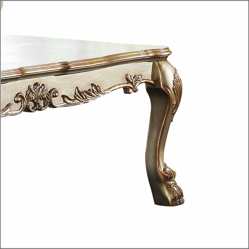 Dresden Gold Patina Rectangular Wood Coffee Table with Storage