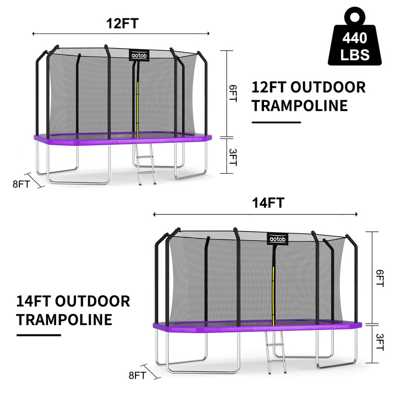 Trampoline AOTOB 14X8FT, Mauve
