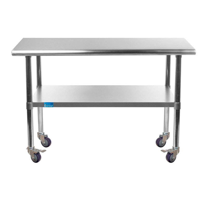 Table en acier inoxydable avec roues 30 po x 30 po, 35" H x 48" L x 24" D