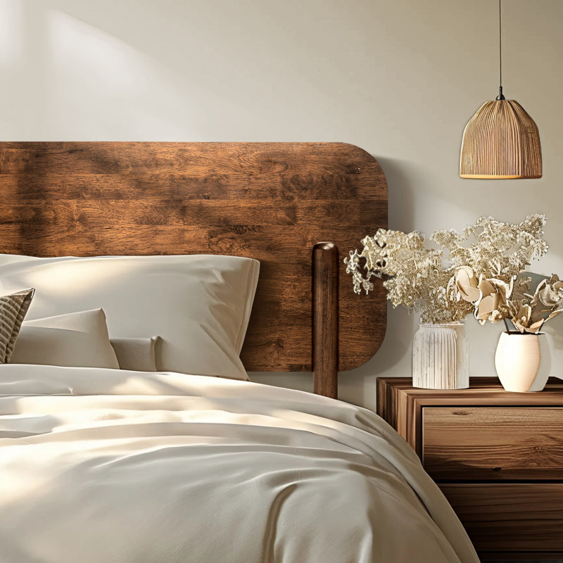 Frida Queen Solid Wood Platform Bed Frame with Tall Headboard, Walnut Finish 800lbs Capacity, Easy Assembly, No Box Spring Needed, Premium Scandinavian Bed Frame Compatible with All Mattresses