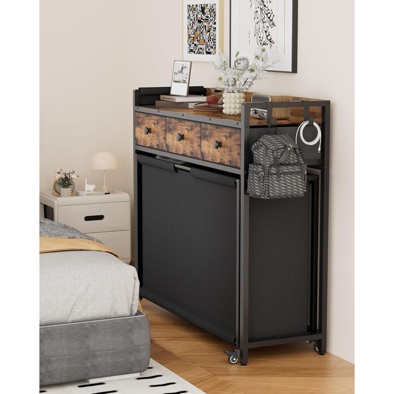Laundry Hamper Laundry Sorter with 3 Removable Bags Laundry Basket with Shelf Drawers