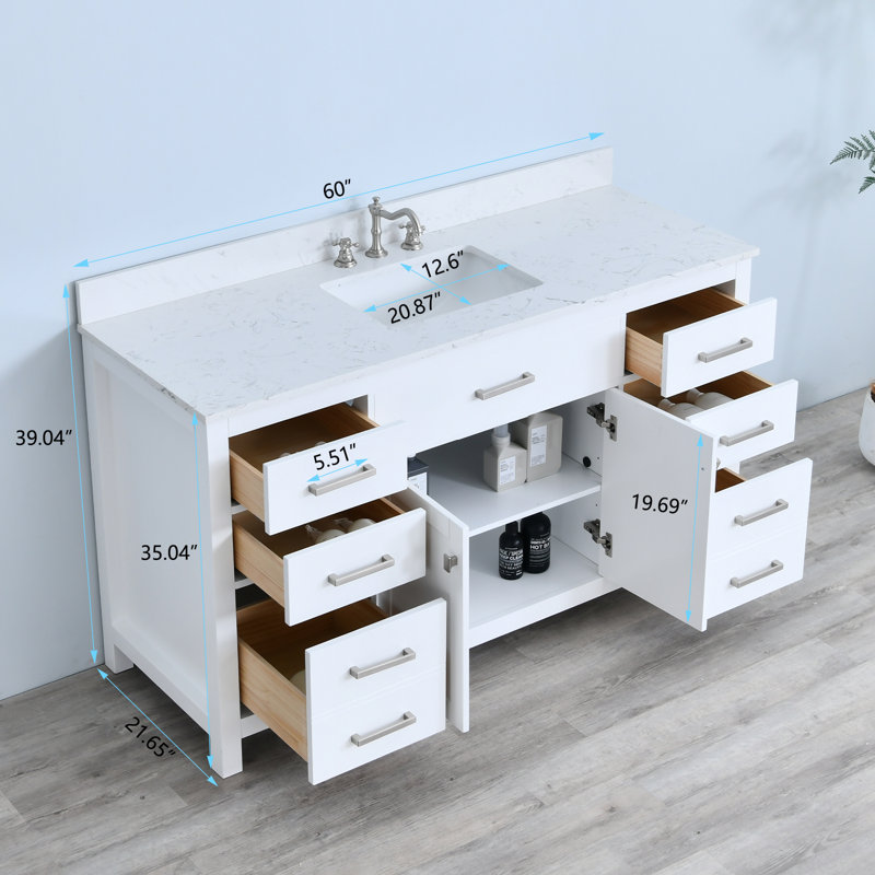 Ignacio 60'' Single Bathroom Vanity With Engineered Stone Top