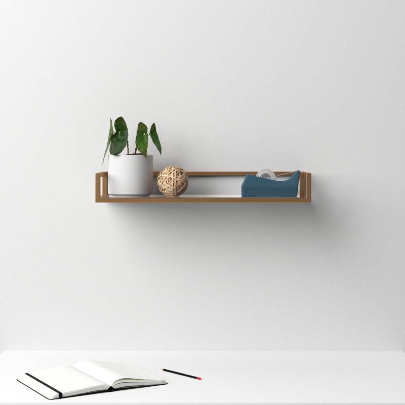 Chainbridge Rectangular Metal and Glass Accent Shelf, Gold/Black