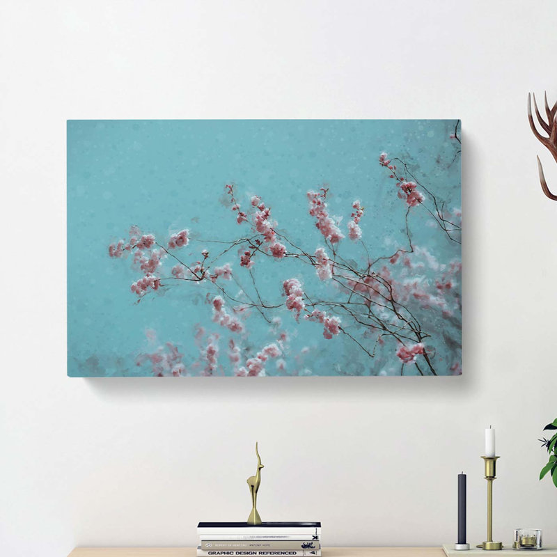 Beautiful Pink Cherry Blossom Tree in Abstract - Wrapped Canvas, 35cm H x 50cm W x 3cm D