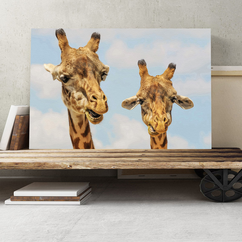 Two Giraffes Chewing Photographic - Wrapped Canvas, 50cm H x 76cm W