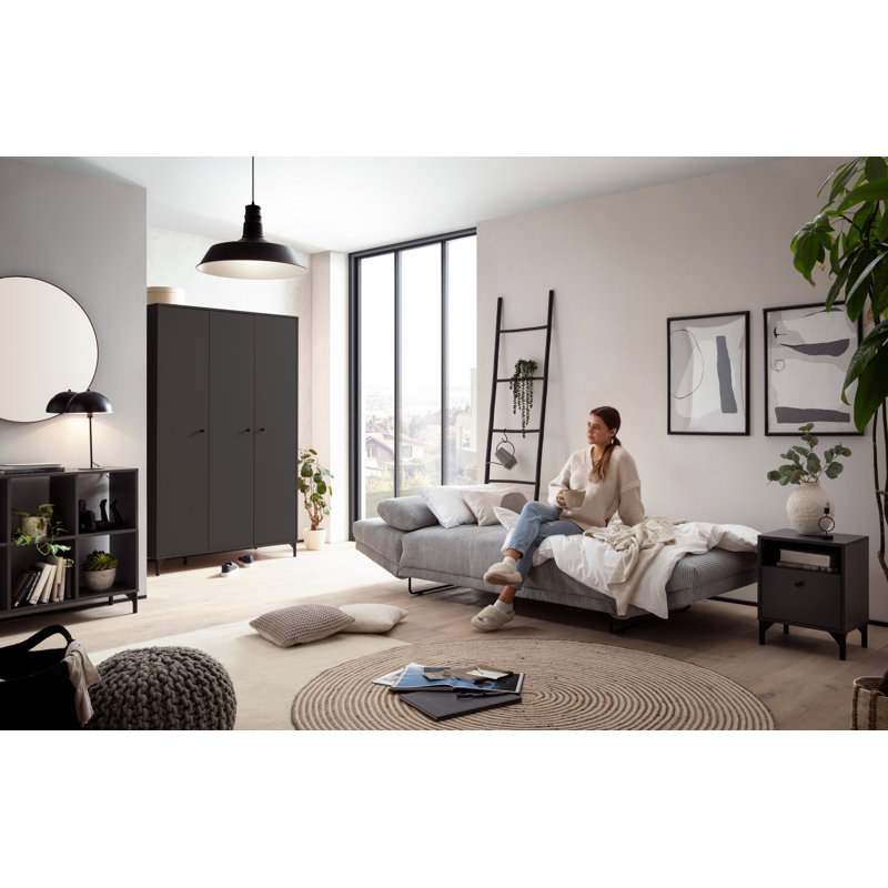 Heverlee 3 Door Manufactured Wood Wardrobe, Anthracite