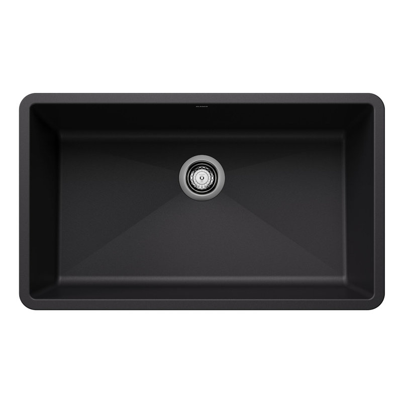 Évier de cuisine encastrable simple 32 po Precis SILGRANIT - Noir charbon, Noir charbon