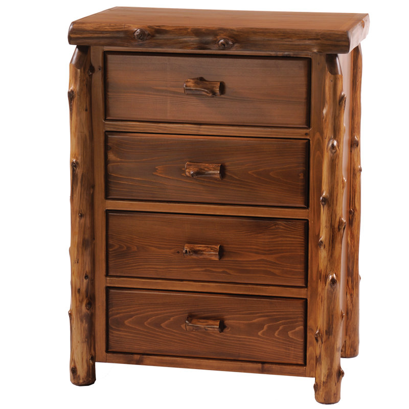 Commode à quatre tiroirs Fireside Lodge Cedar 
Ligne Premium, Rétro