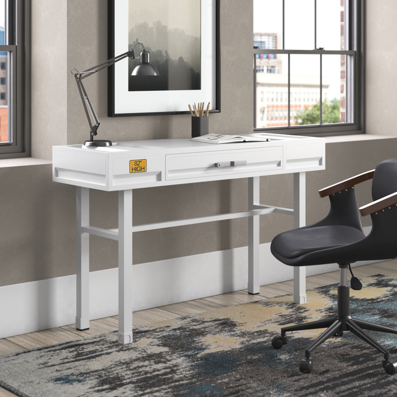 Egon Cargo metal rectangular Vanity Desk with 1 drawer storage, Industry Style, White