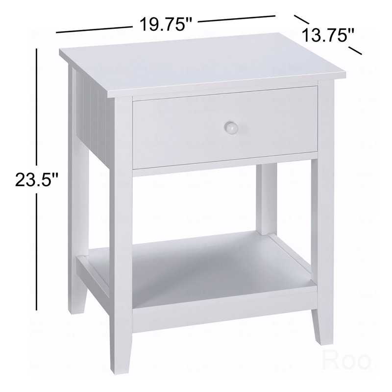 Table de bout, table d'appoint à 2 niveaux avec tiroir et tablette de rangement, table d'appoint moderne, Blanc