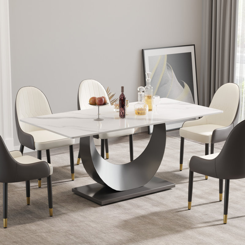 Dining Table Set Metal 1 Piece Red Modern Design