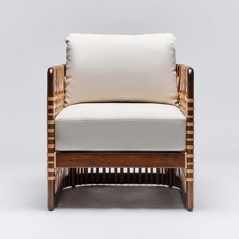 Palms Armchair, Light Chestnut, Straw Faux leather