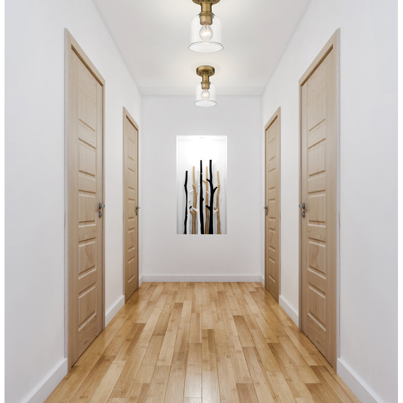 Alhana Glass Semi Flush Mount, Heritage Brass