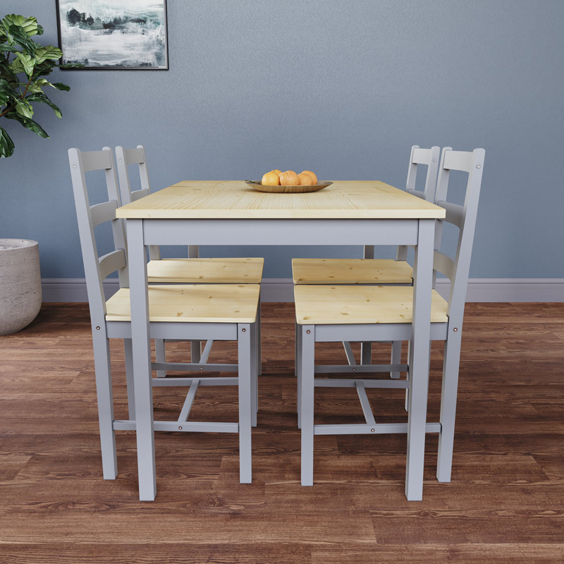 Ambrozie 4 - Person Solid Pine Solid Wood Dining Set