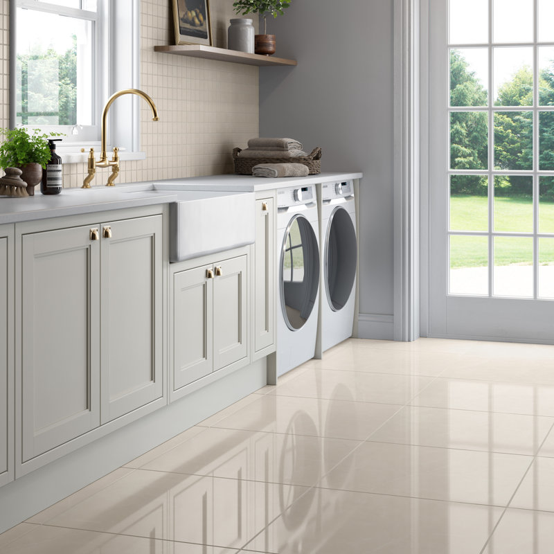 Sterlina II Silver 24 in. x 24 in. Polished Porcelain Floor and Wall Tile (15.5 sq. ft./Case), Ivory