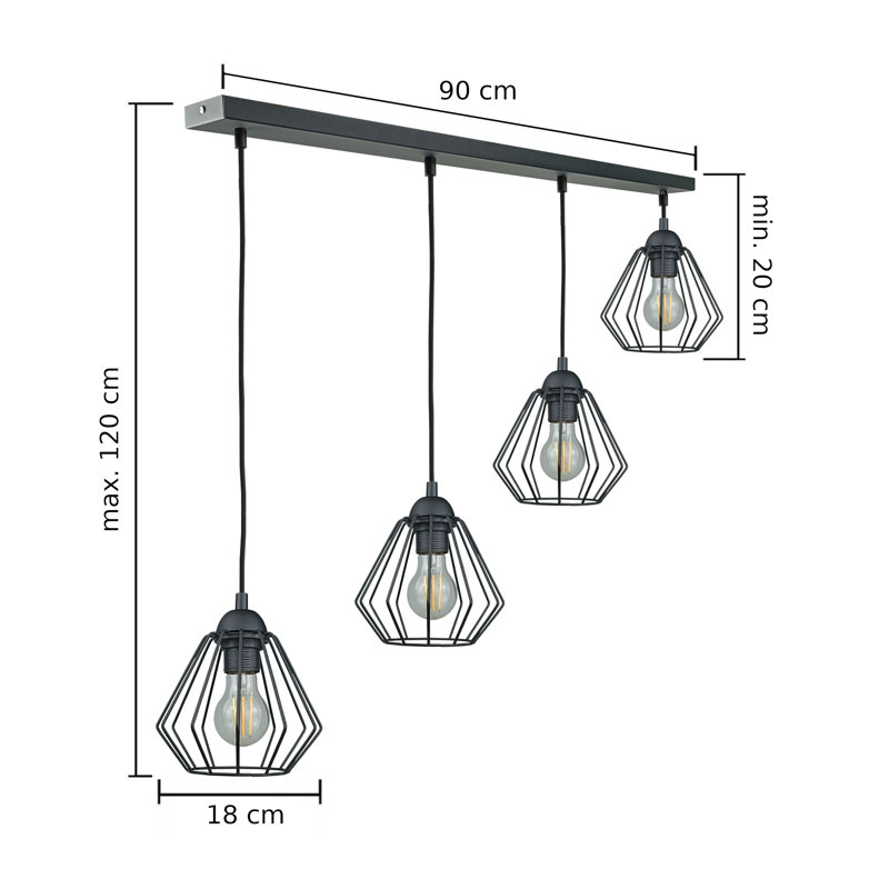 Benicio 4 - Light Kitchen Island Pendant, Black