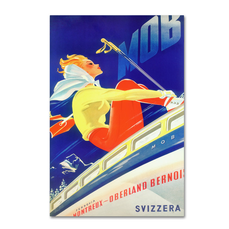« ski 003 », publicité rétro sur toile tendue, H 47 po x l 30 po