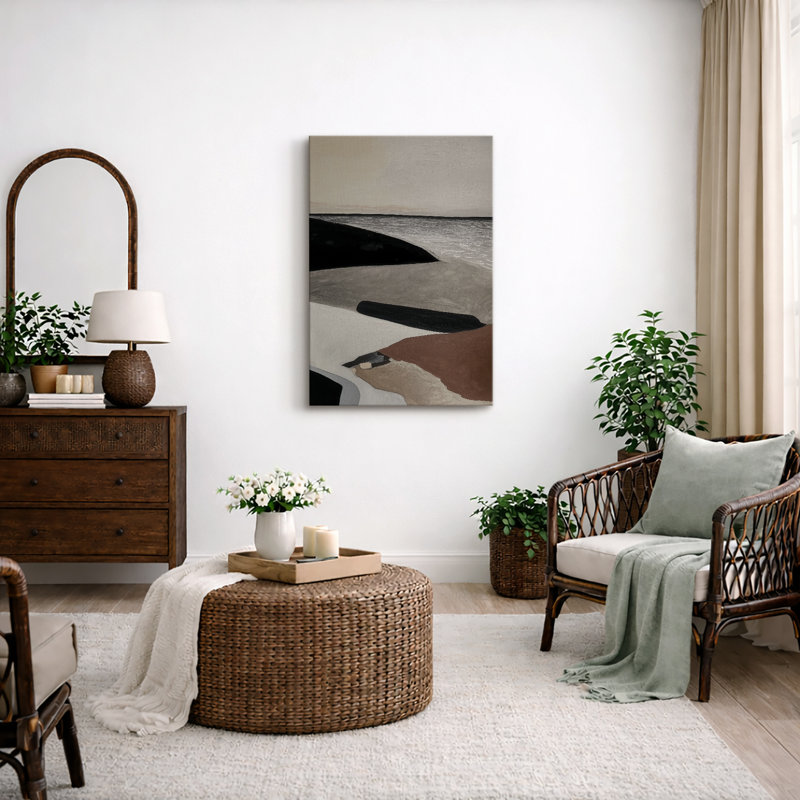 Art abstrait paysage de plage, photos de salon, impression sur toile encadrée, H 36 po x l 24 po x P 1,5 po, Toile tendue