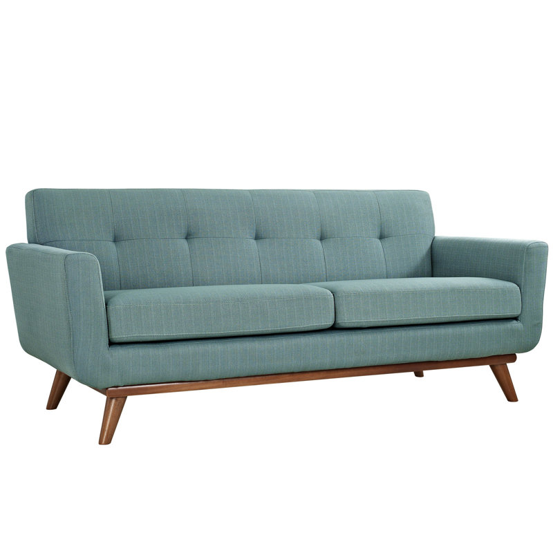 Modway Engage Upholstered Fabric Loveseat, Green Polyester
