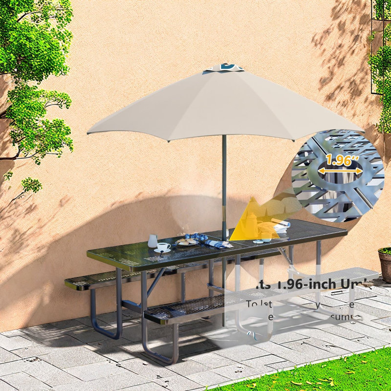 Tables de patio spacieuses, salle à manger moderne en acier de 96 pouces pour famille