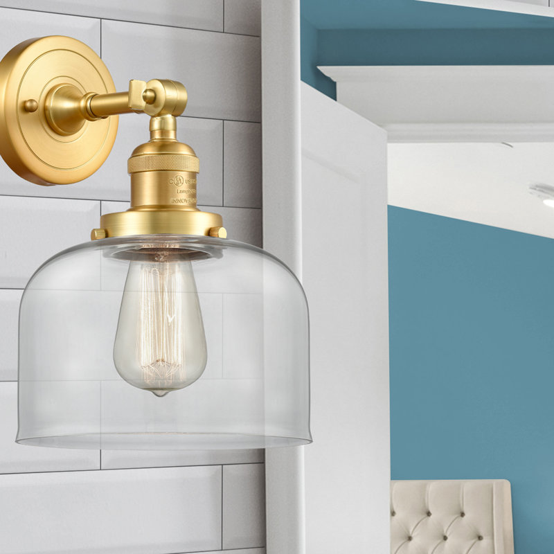 Bell - 1 Light 8" Sconce, 6 Watt Vinage LED Bulb, Clear, Satin Gold