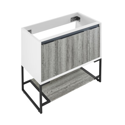 Base de meuble-lavabo simple 35,06 po Marseille seulement en gris / blanc