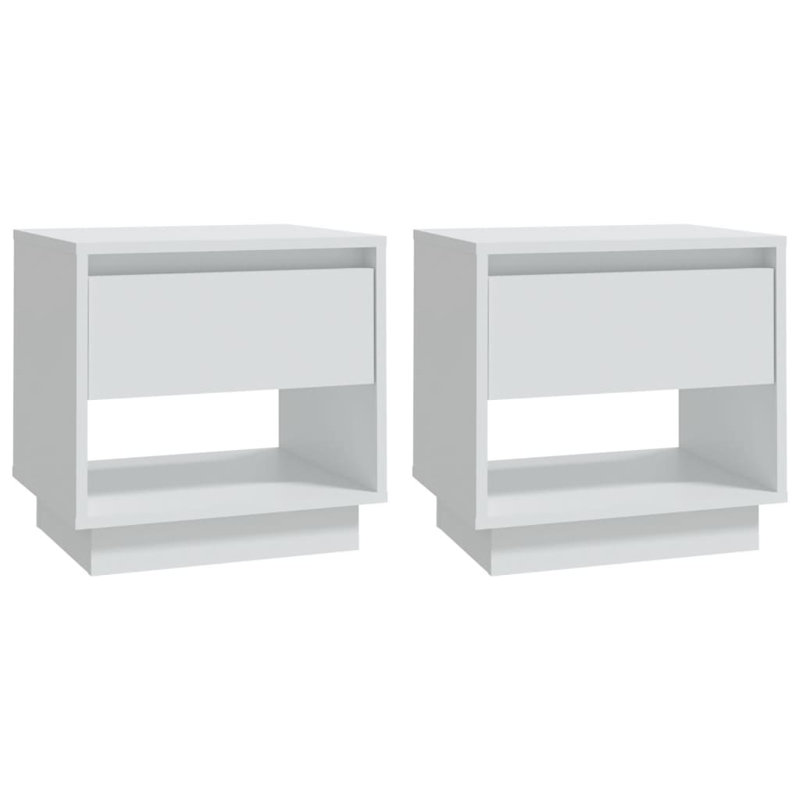  Ensemble de 2 tables de chevet en bois d'ingénierie blanc moyen