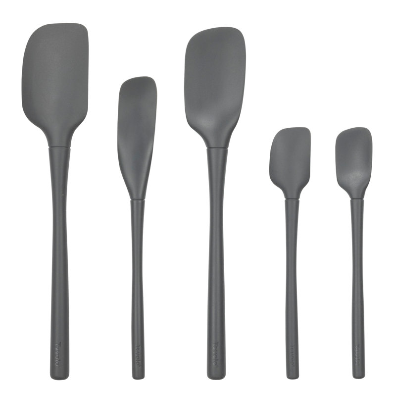 Ensemble 5 pièces de spatules à poignée en silicone Flex-Core, Gris anthracite